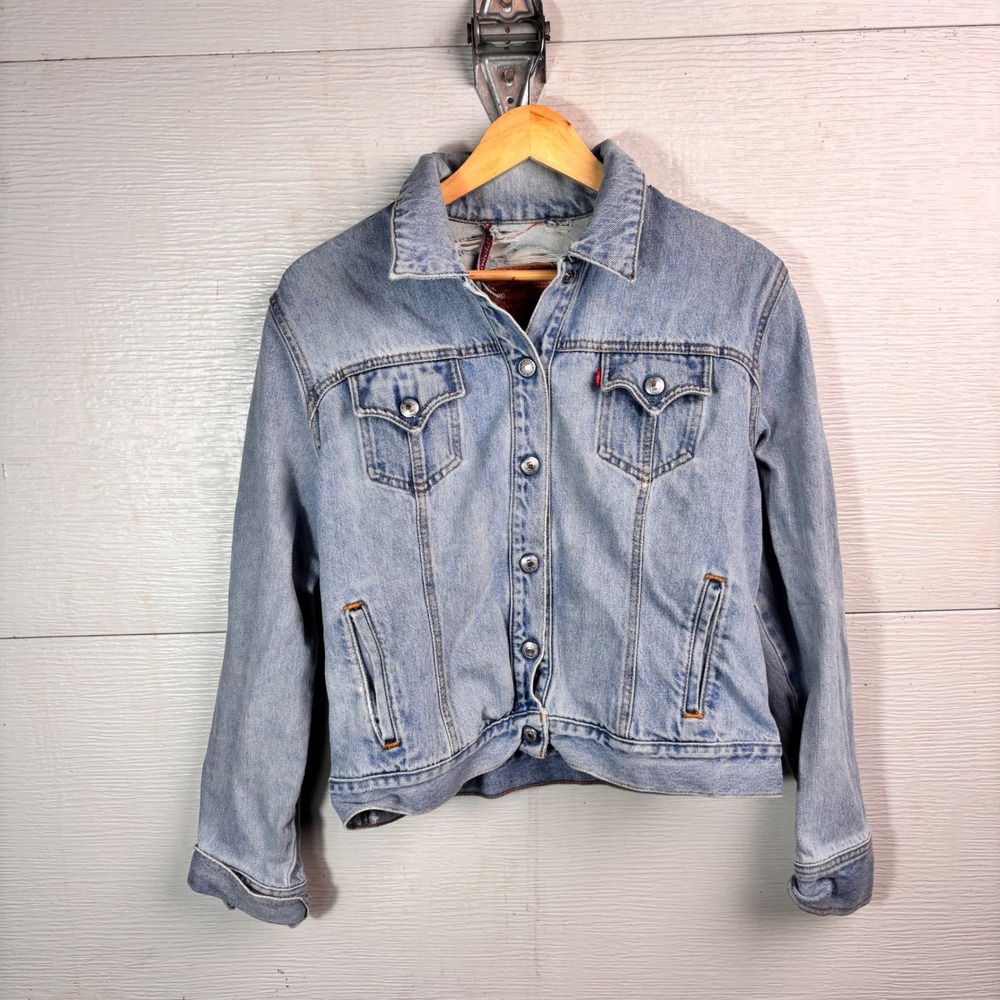 Levi's Denim Jacket Distressed Light Wash Trucker Ripped Grunge